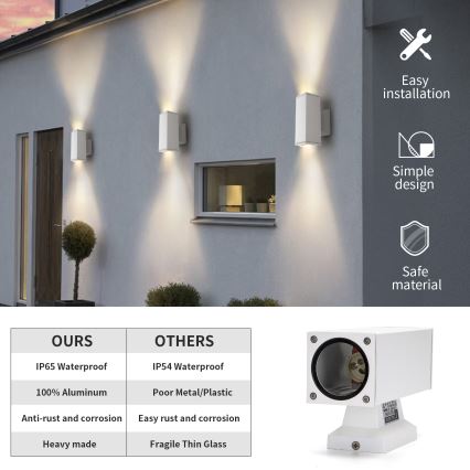 Aigostar - Wandlamp voor buiten 2xGU10/230V wit IP65 hoekig