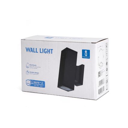 Aigostar - Wandlamp voor buiten 2xGU10/230V zwart IP65 hoekig