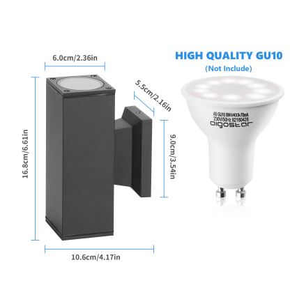 Aigostar - Wandlamp voor buiten 2xGU10/230V zwart IP65 hoekig