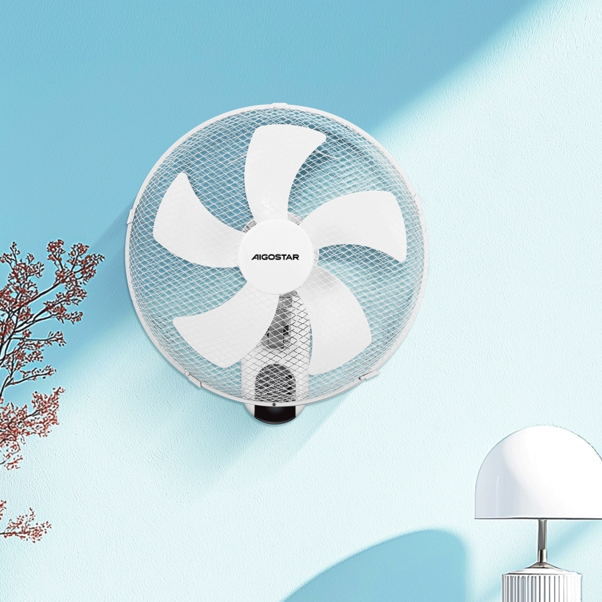 Aigostar -  Wandventilator 45W/230V wit + afstandsbediening