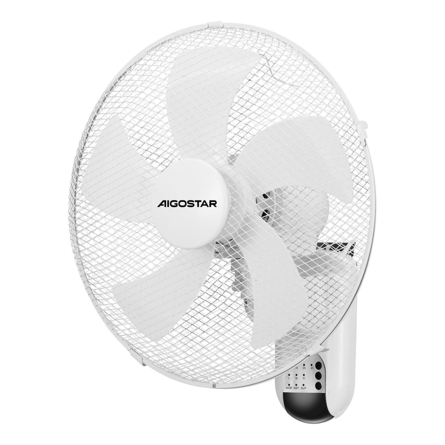 Aigostar -  Wandventilator 45W/230V wit + afstandsbediening