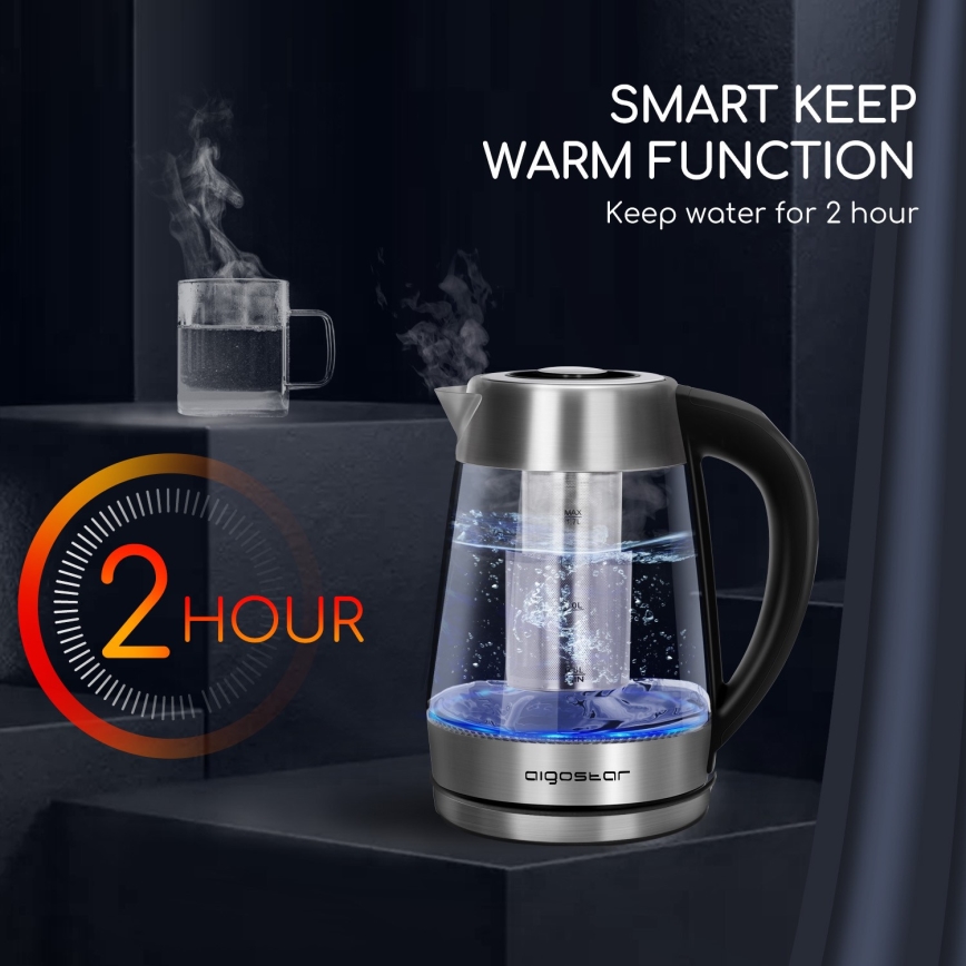Aigostar - Waterkoker met Filter 1,7 l 2200W/230V
