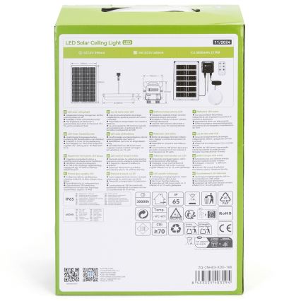 Aigostar - LED-zonnelamp LED/35W/12V 3000 mAh 6500K IP65 Ø 16,8 cm + afstandsbediening