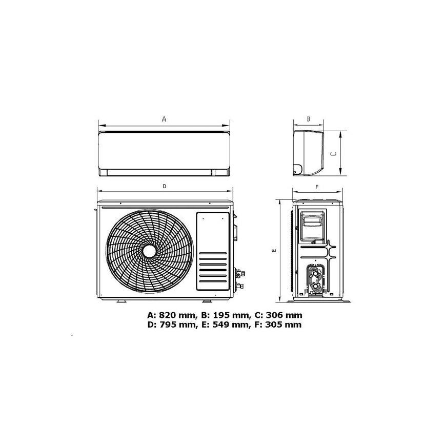 Airconditioner 12K V1 3,65 kW Wi‑Fi Tuya wit + afstandsbediening