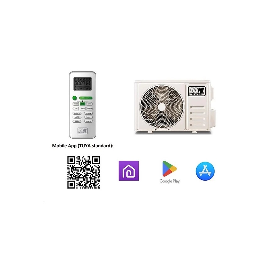 Airconditioning 09K V1 2,6 kW Wi-Fi Tuya wit + afstandsbediening