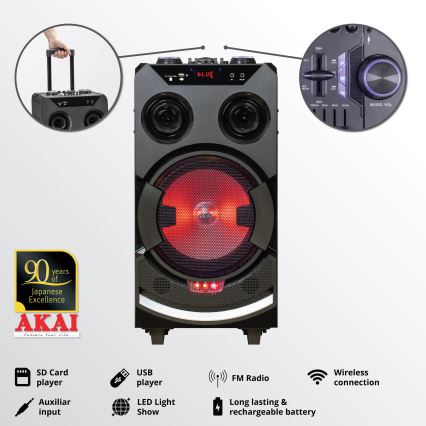 AKAI ABTS-112 - Enceinte sans fil 300W/230V 7000 mAh + télécommande
