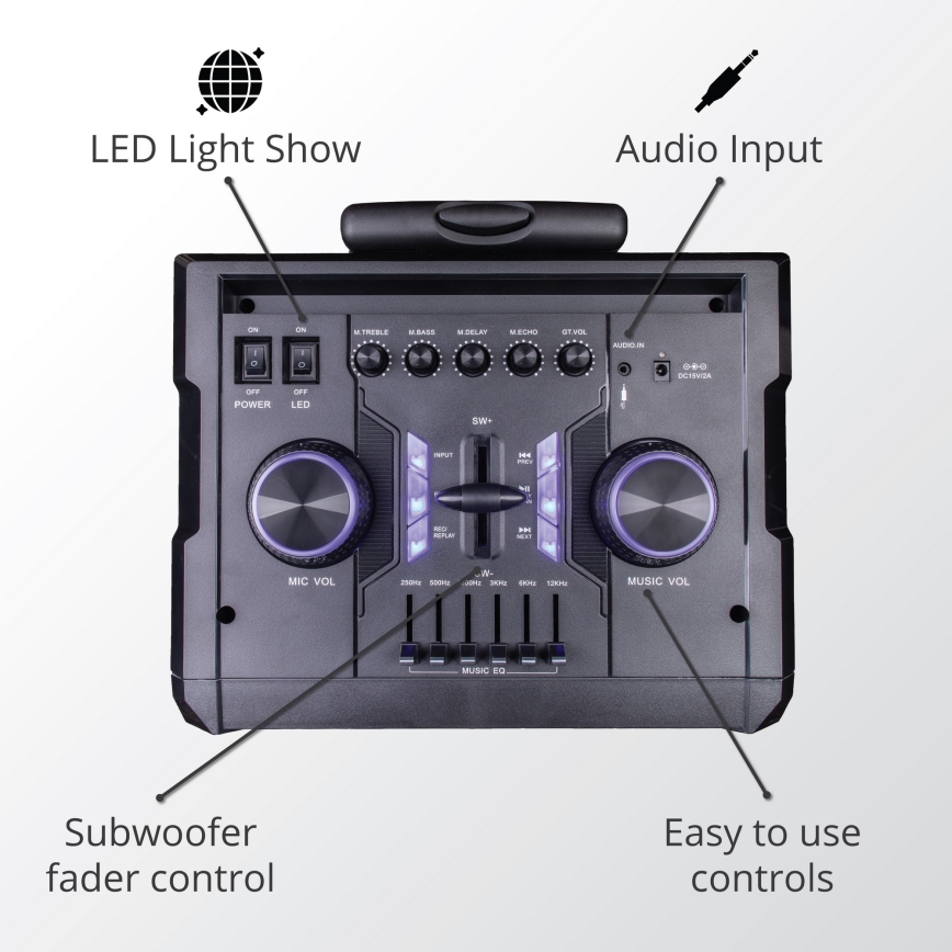 AKAI ABTS-112 - Enceinte sans fil 300W/230V 7000 mAh + télécommande