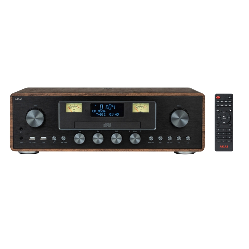 AKAI AM-100 RHAPSODY - Micro-chaîne avec lecteur CD, radio FM/DAB, entrée AUX, port USB (lecture MP3), 40 W, 230 V, télécommande incluse