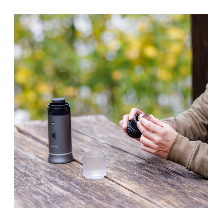 Aligator ACM002 - Cafetière de voyage rechargeable PortaCaffé 3 en 1 72W/7500 mAh gris