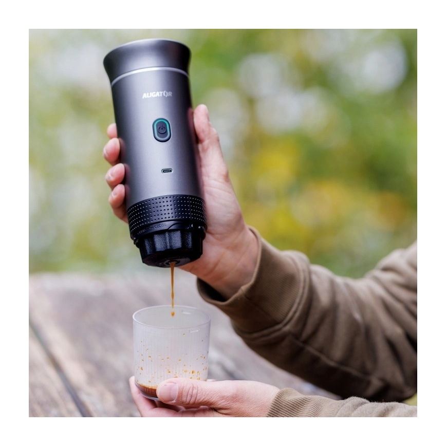 Aligator ACM002 - Cafetière de voyage rechargeable PortaCaffé 3 en 1 72W/7500 mAh gris