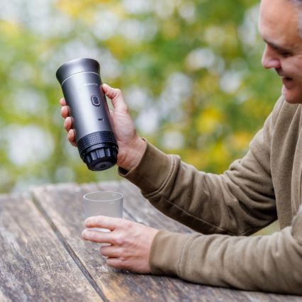 Aligator ACM002 - Draagbare oplaadbare PortaCaffé 3-in-1 koffiemachine 72W/7500 mAh grijs