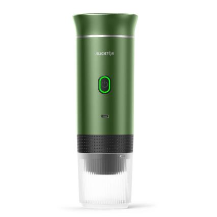 Aligator ACM003 - Draagbare oplaadbare reiskoffiemachine PortaCaffé 3-in-1 72W/7500 mAh groen