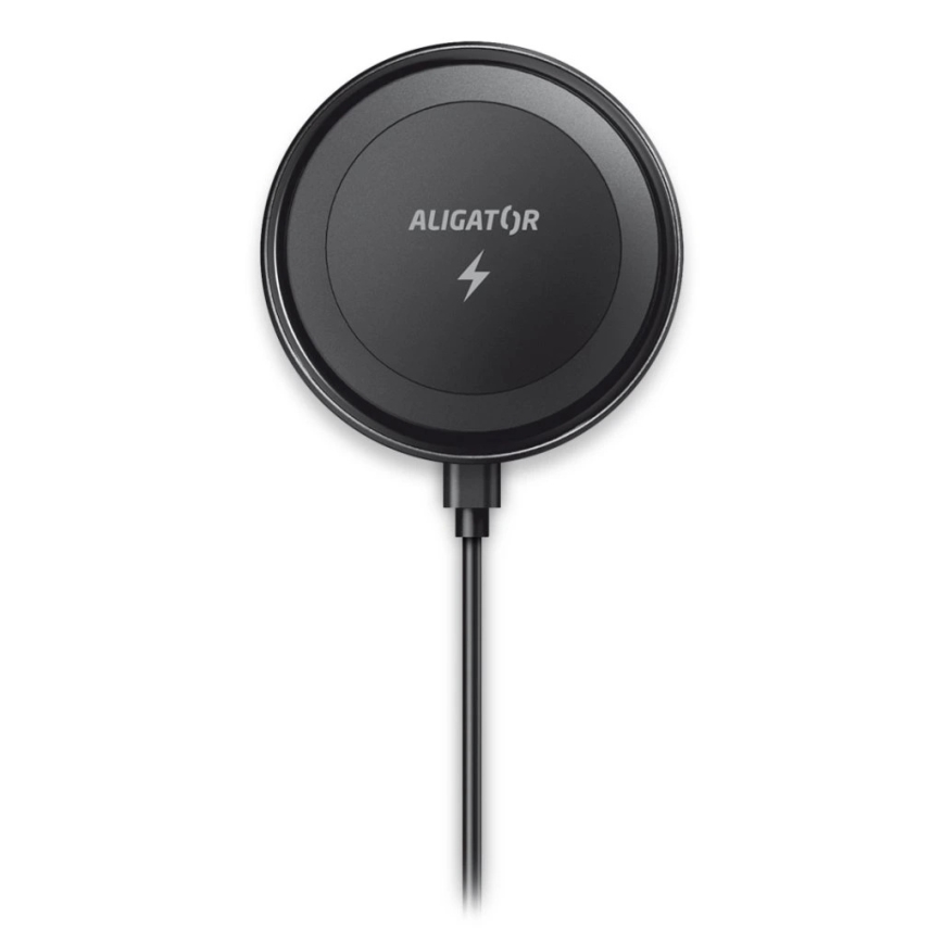 Aligator AMS05BK - Magnetische autohouder voor telefoon met draadloos Qi-opladen tot 15W en MagSafe, zwart