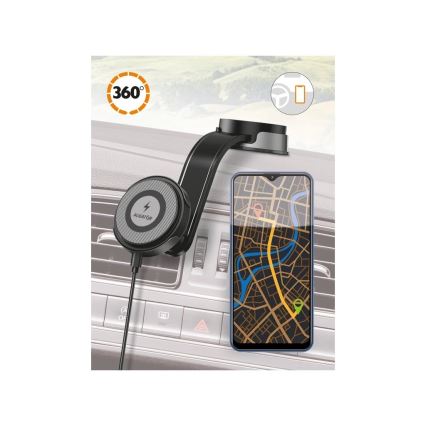 Aligator AMS07BK - MagSafe-autohouder voor telefoon met flexibele arm, zwart