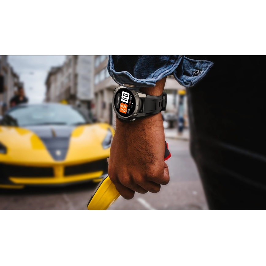 Aligator AW12BK - Smartwatch met GPS, 500 mAh batterij, IP69K, zwart