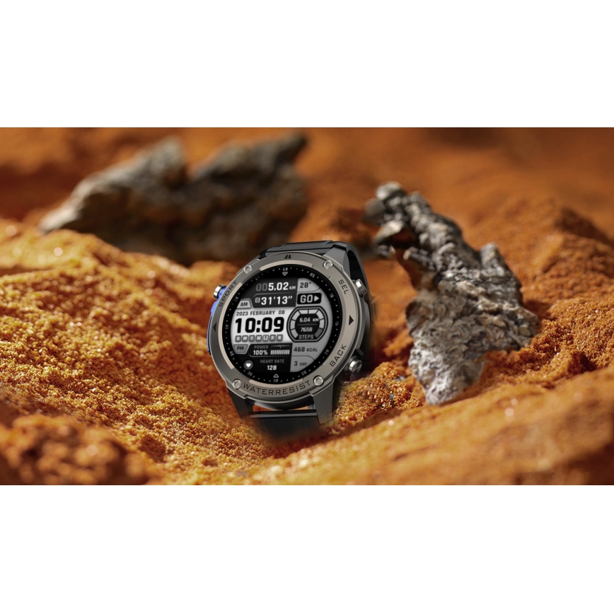 Aligator AW12BK - Smartwatch met GPS, 500 mAh batterij, IP69K, zwart