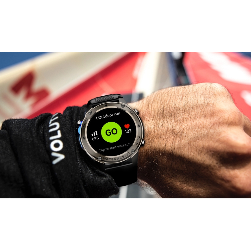 Aligator AW12BK - Smartwatch met GPS, 500 mAh batterij, IP69K, zwart