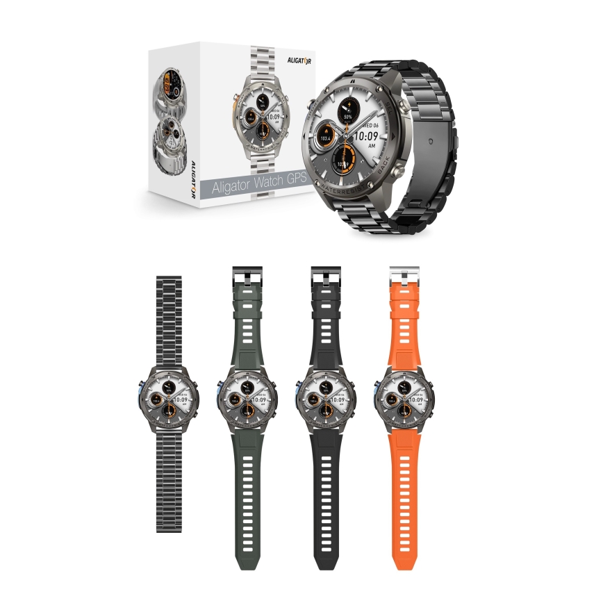 Aligator AW12BK - Smartwatch met GPS, 500 mAh batterij, IP69K, zwart