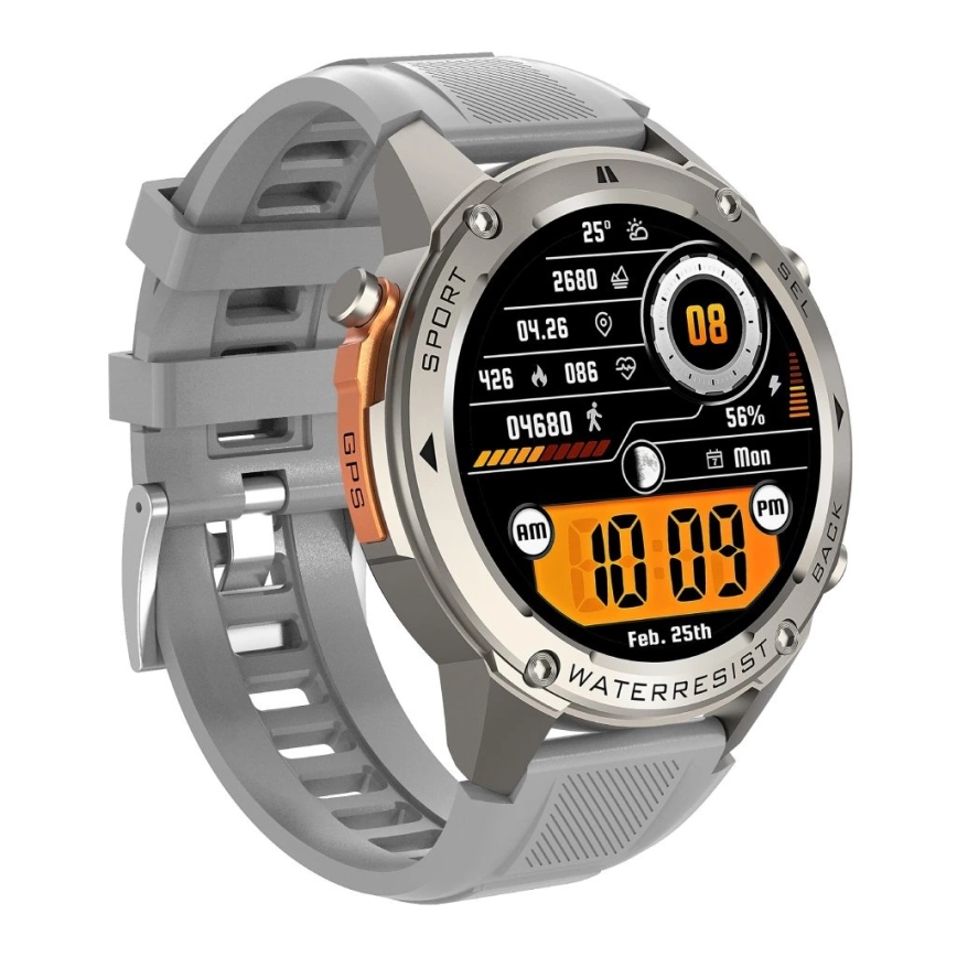 Aligator AW12SR - Montre connectée GPS, batterie 500 mAh, indice IP69K, finition argentée