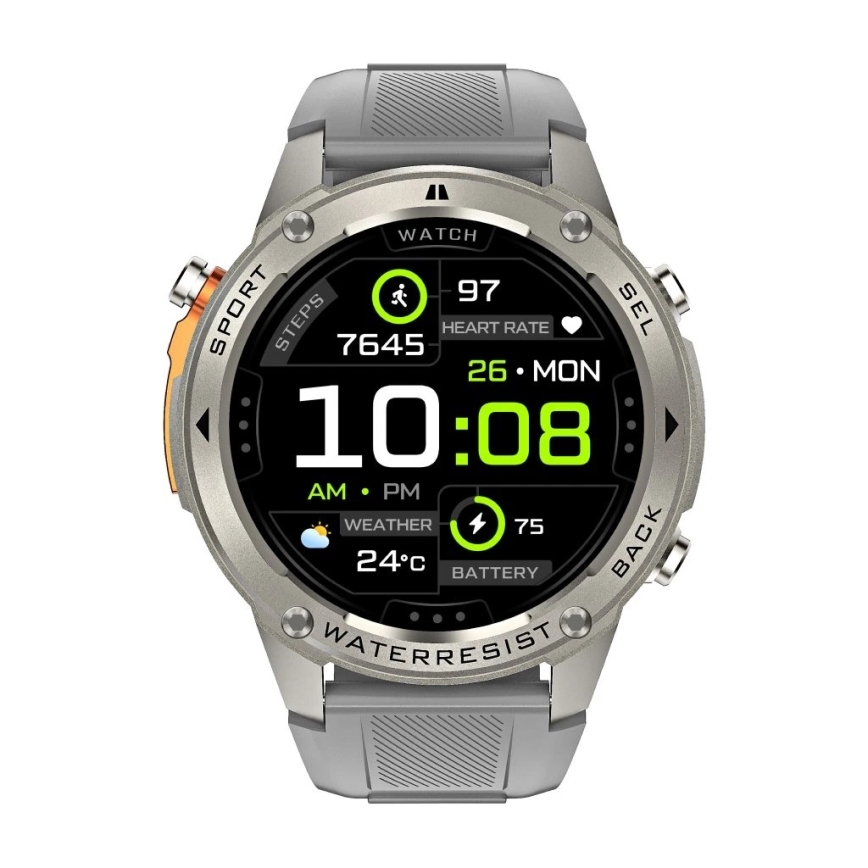 Aligator AW12SR - Montre connectée GPS, batterie 500 mAh, indice IP69K, finition argentée