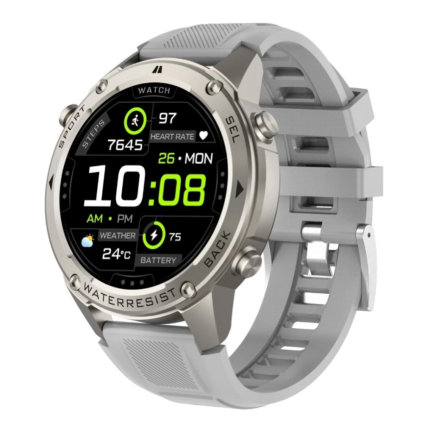 Aligator AW12SR - Smartwatch Watch met GPS, 500 mAh accu, IP69K, zilver