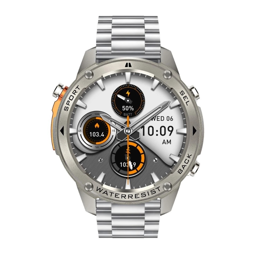 Aligator AW12SR - Smartwatch Watch met GPS, 500 mAh accu, IP69K, zilver