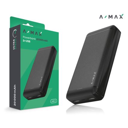 Aligator AX0004 - Batterie externe A-MAX 20000 mAh 3,7V noire