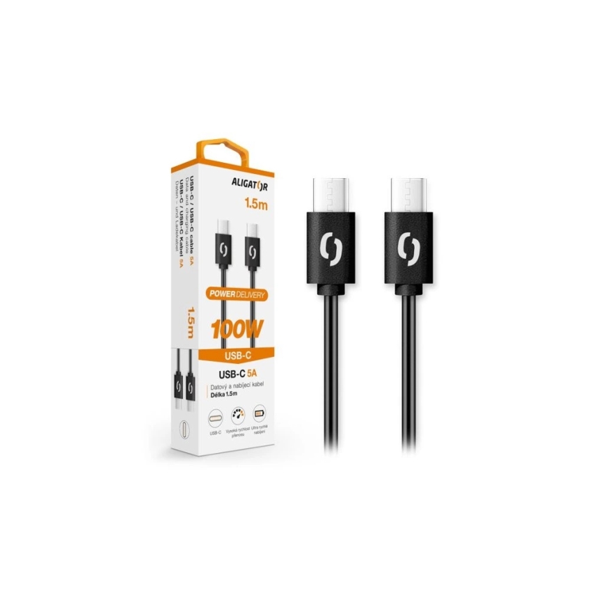 Aligator DATKP46 - câble USB-C vers USB-C 100 W Power Delivery 1,5 m noir
