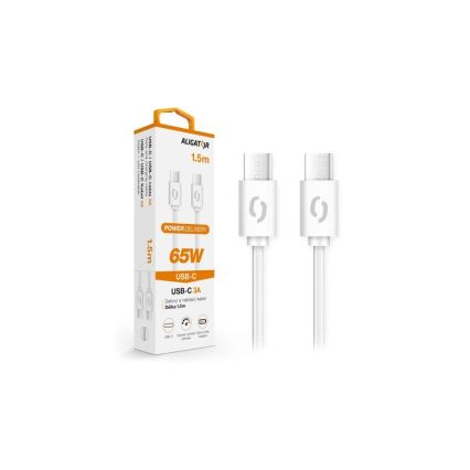 Aligator DATKP49 - USB-kabel USB-C naar USB-C 65 W Power Delivery 1,5 m wit