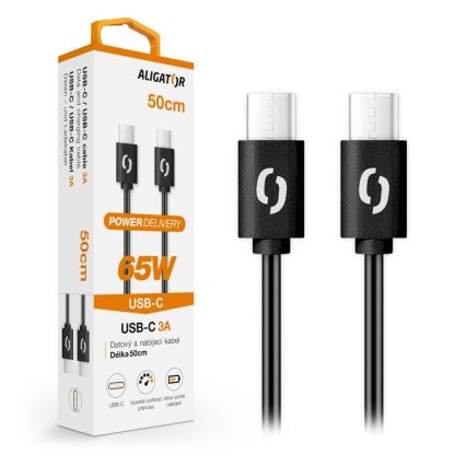 Aligator DATKP54 - câble USB-C vers USB-C 65W Power Delivery 0,5 m, noir