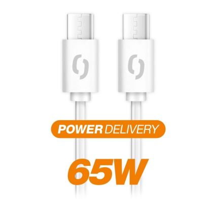 Aligator DATKP55 - USB-C naar USB-C-kabel, 65W Power Delivery, 0,5 m, wit