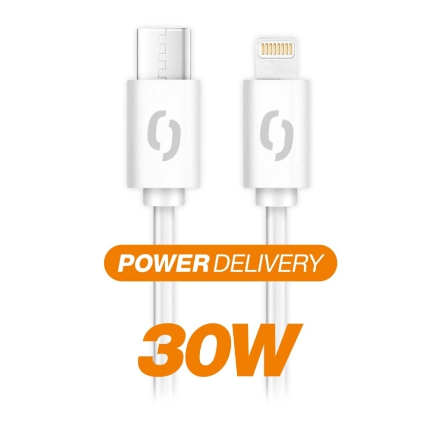 Aligator DATKP57 - USB-kabel USB-C/Lightning 30 W Power Delivery 0,5 m wit