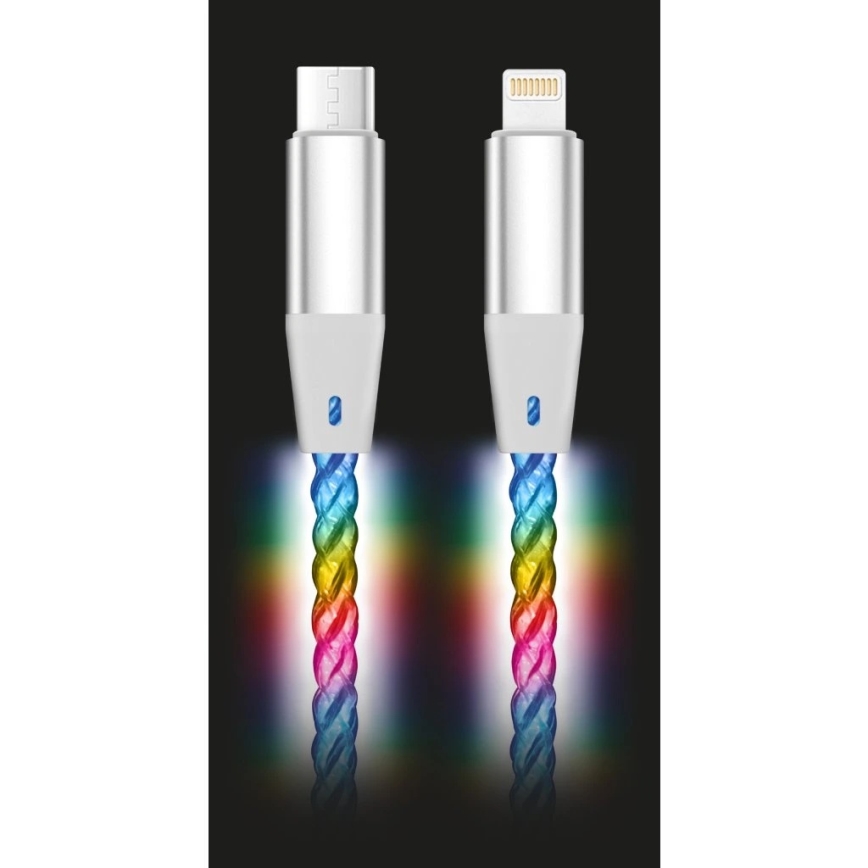 Aligator DATKP63 - USB-kabel USB-C / Lightning met LED-verlichting 30W Power Delivery 1,2 m