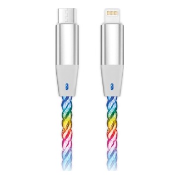 Aligator DATKP63 - USB-kabel USB-C / Lightning met LED-verlichting 30W Power Delivery 1,2 m