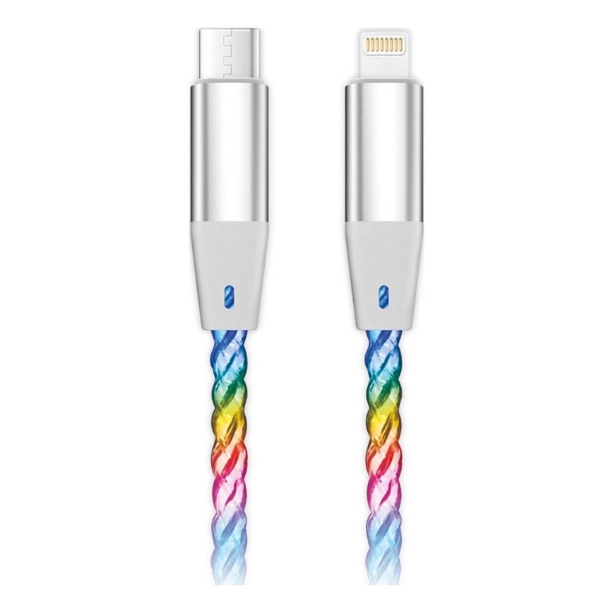 Aligator DATKP63 - USB-kabel USB-C / Lightning met LED-verlichting 30W Power Delivery 1,2 m