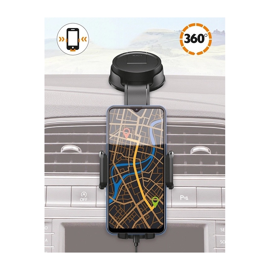 Aligator HA25 - Support de téléphone pour voiture à bras flexible, noir