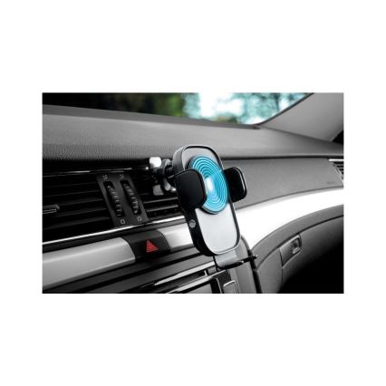 Aligator HAK2 - Zelfsluitende telefoonhouder voor in de auto met draadloos Qi-opladen 15W, zwart
