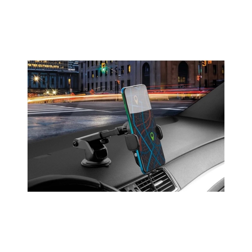 Aligator HAK2 - Zelfsluitende telefoonhouder voor in de auto met draadloos Qi-opladen 15W, zwart