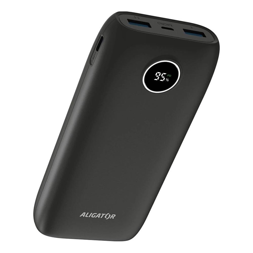 Aligator PBPD20BK - Batterie externe avec écran LCD Power Delivery 20000 mAh/20W/3,7V noire