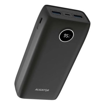 Aligator PBPD30BK - Batterie externe avec écran LCD, Power Delivery 30 000 mAh/20 W/3,7 V, noire