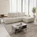 ALMADA L-shaped rechts-hand upholstered hoek sofa bed met storage, licht beige