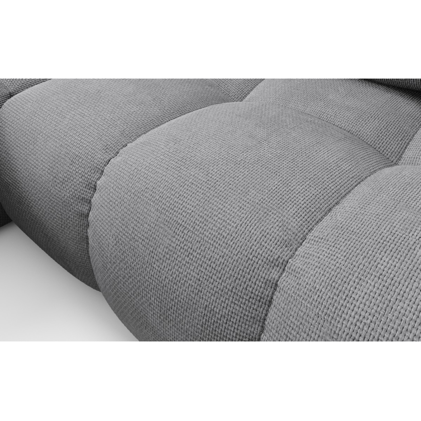 ALMADA L-vormige gestoffeerde hoekbank, links, grijs, met slaapfunctie en opbergruimte