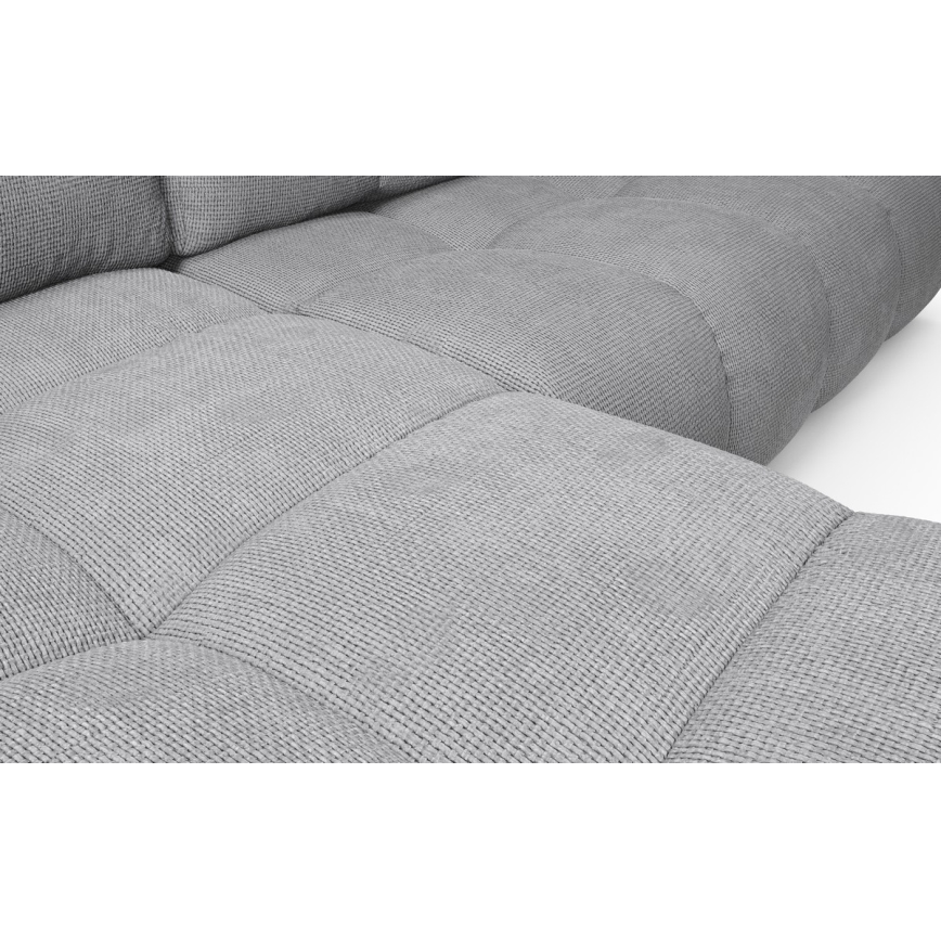 ALMADA L-vormige gestoffeerde hoekbank, links, grijs, met slaapfunctie en opbergruimte