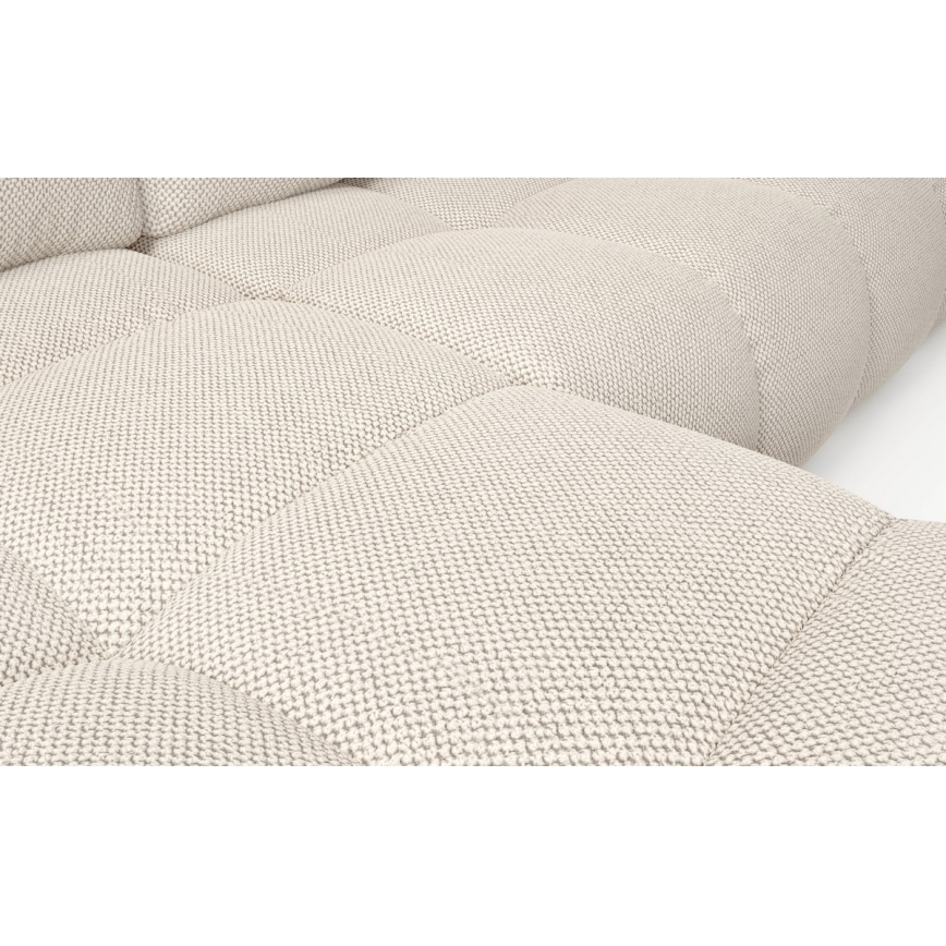 ALMADA L-shaped upholstered hoek sofa bed met storage, links-hand, licht beige