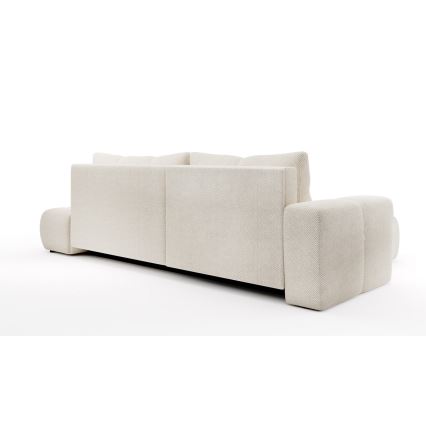 ALMADA L-shaped upholstered hoek sofa bed met storage, links-hand, licht beige