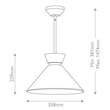 Alora Mood - Hanglamp met stang HALSTON 1xE27/60W/230V zwart