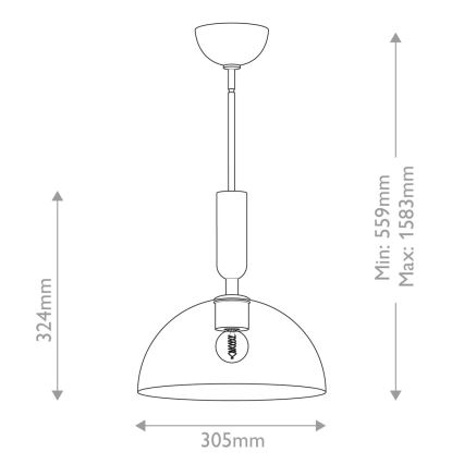 Alora Mood - Hanglamp met stang JUDE 1xE27/60W/230V zwart