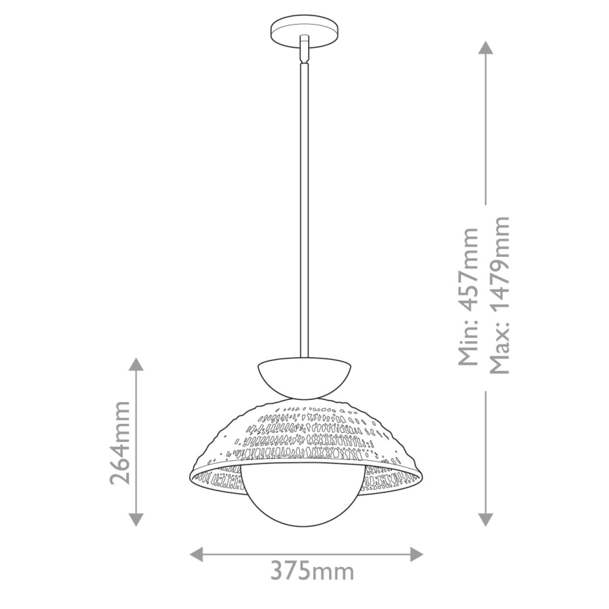 Alora Mood - Hanglamp met stang PERTH 1xE27/60W/230V Ø 37,5 cm zwart