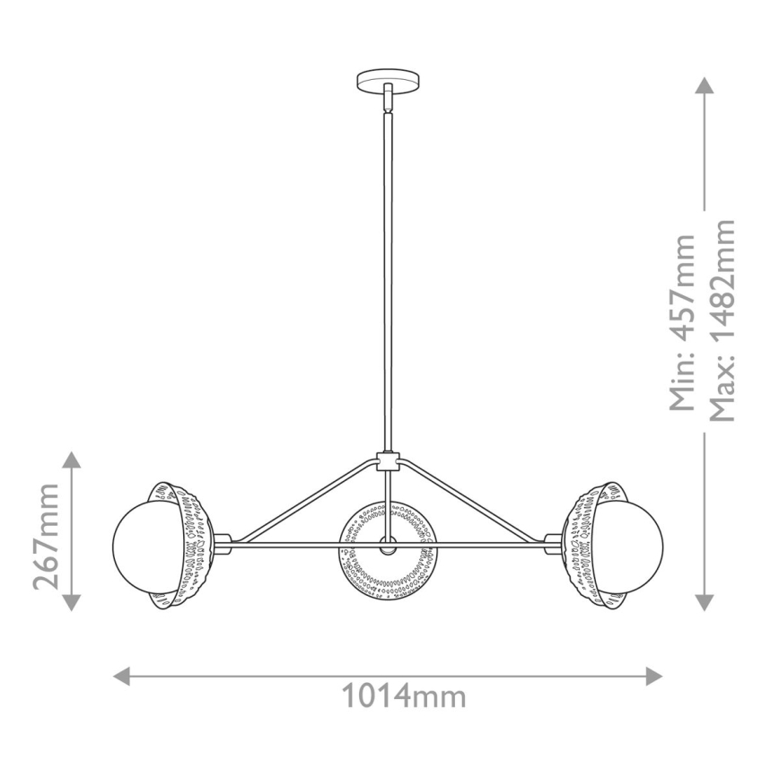 Alora Mood - Hanglamp met stang PERTH 3xE14/40W/230V goudkleurig