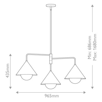 Alora Mood - REMYCK 3-Lamp Rod Hanger 3xE27/60W/230V, Gold